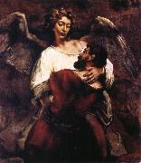 REMBRANDT Harmenszoon van Rijn Jacob Wrestling with the Angel oil painting picture wholesale